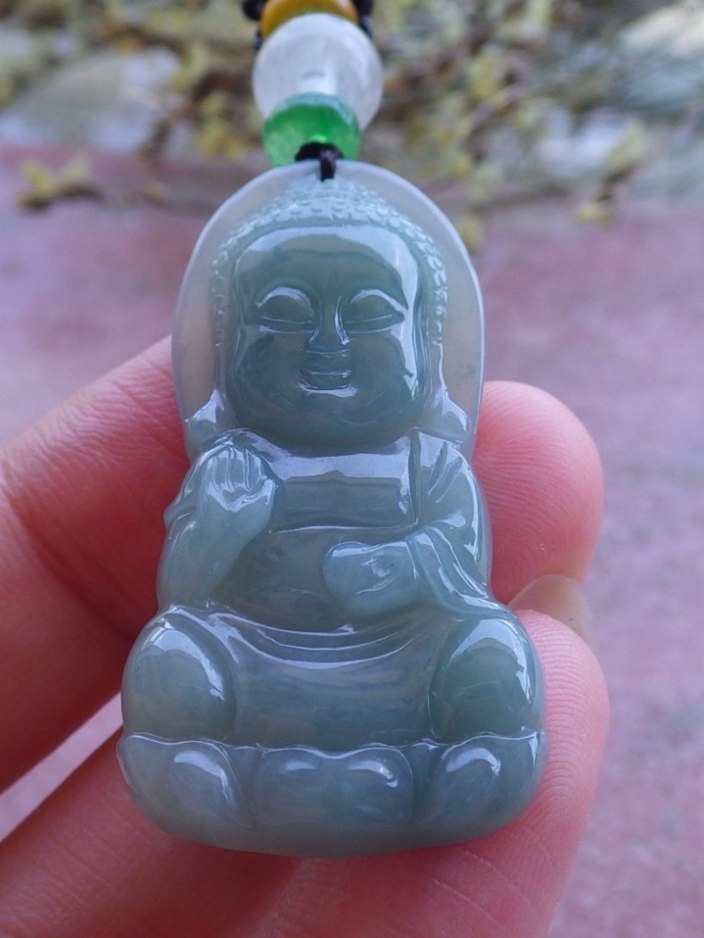 Certified Hand Carved Natural A Jade Jadeite Shakyamuni Buddha God Pendant